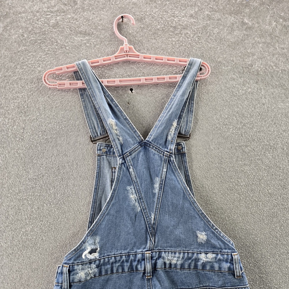 ASOS Denim Women‎ Shorts US 6 Blue Overalls Overall Shorts Distressed 6" Inseam - Picture 9 of 11